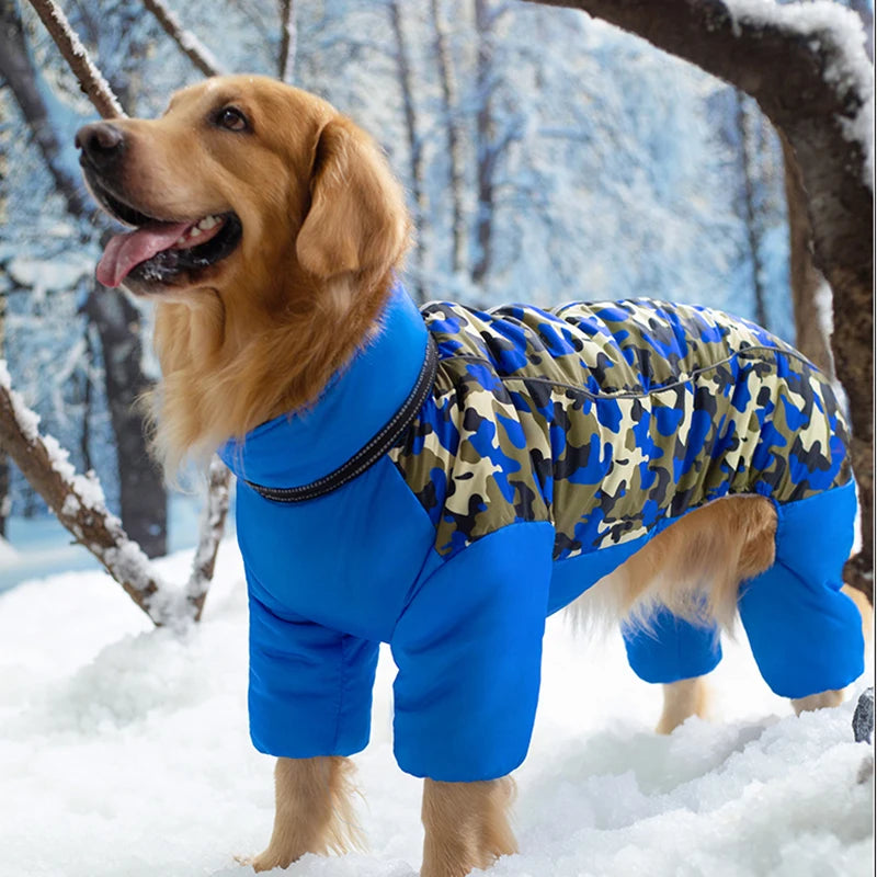 Winter Dog Clothes Super Warm Large Dogs Jacket Thicken Pet Cotton Coat Waterproof Dog Jumpsuits For French-Bulldog Overalls