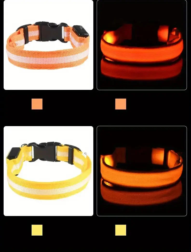 LED Safety Collar For Small And Medium Dogs - Adjustable, Flashing Glow For Night Walking