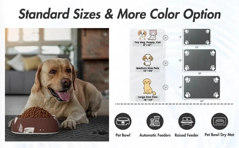 Pet Feeding Mat-Absorbent Pet Placemat for Food and Water Bowl, with Waterproof Rubber Backing, Quick Dry Water Mat for Dog Cat