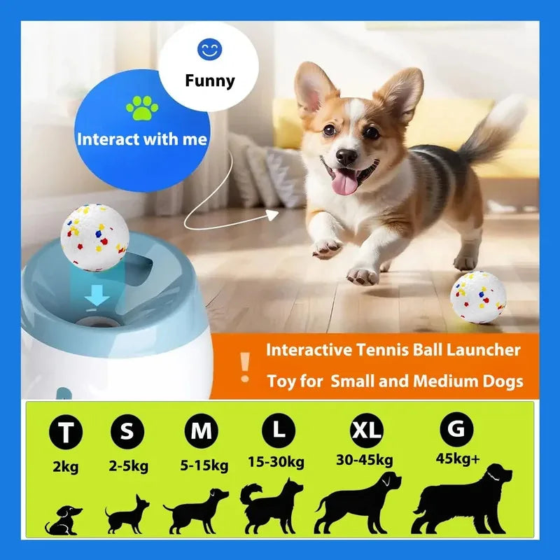 Automatic Dog Ball Launcher, Rechargeable Tennis Ball Thrower for Interactive Training Fetch Play, Fun  Toy for Medium Large Dog