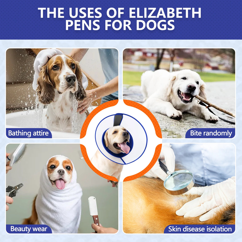 Pet Recovery Collar for Dogs After Surgery Adjustable Dog Neck Cone Surgical Elizabeth E-Collar Prevent Biting and Licking Wound