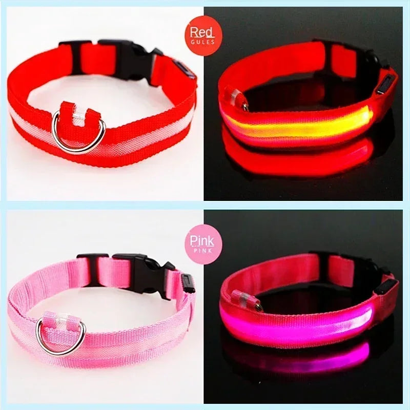 Dog Collar With LED Glowing Adjustable Flashing Rechargea Luminous Collar Night Anti-Lost Dog Light Harness for Small Dog