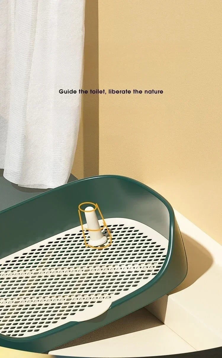 Portable Pet Toilet Training Kit Plastic with Pillar Includes Toilet Mat/Potty Tray/Pee Pad Dog Urinary Trainer Potty Training
