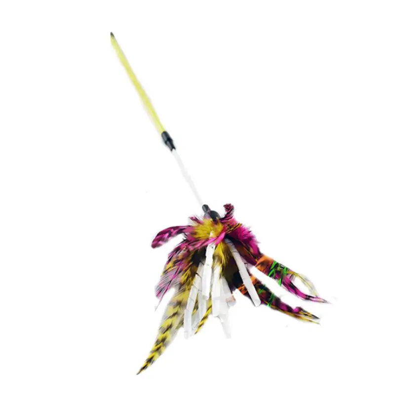 Cat Wand Toy Feather Teaser Stick Cat Toys Interactive Cat Toy Feather Wand with Paper Wadding for Indoor Cats Playing Exercise