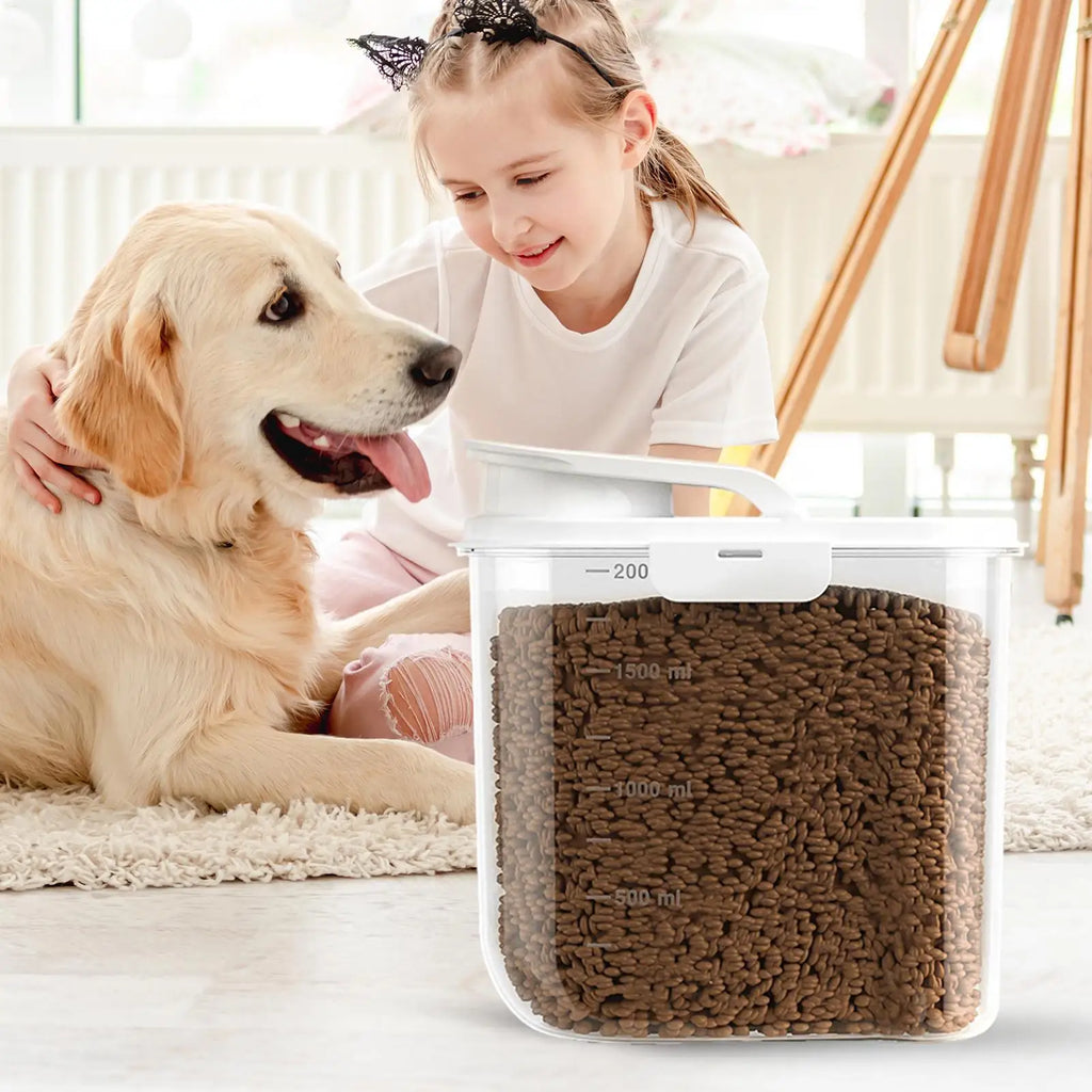 2L Pet Food Container Airtight Pet Food Storage Containers Canister with Lid for Sugar Rice Cereal Nut Pasta Snack Organizer