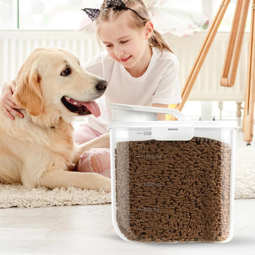 2L Pet Food Container Airtight Pet Food Storage Containers Canister with Lid for Sugar Rice Cereal Nut Pasta Snack Organizer
